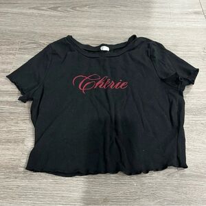 3/25 Garage Cherie Baby Tee Ruffles Cursive Red Large